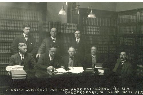 Consistory in Coudersport, PA - signing contract for Cathedral - 1911